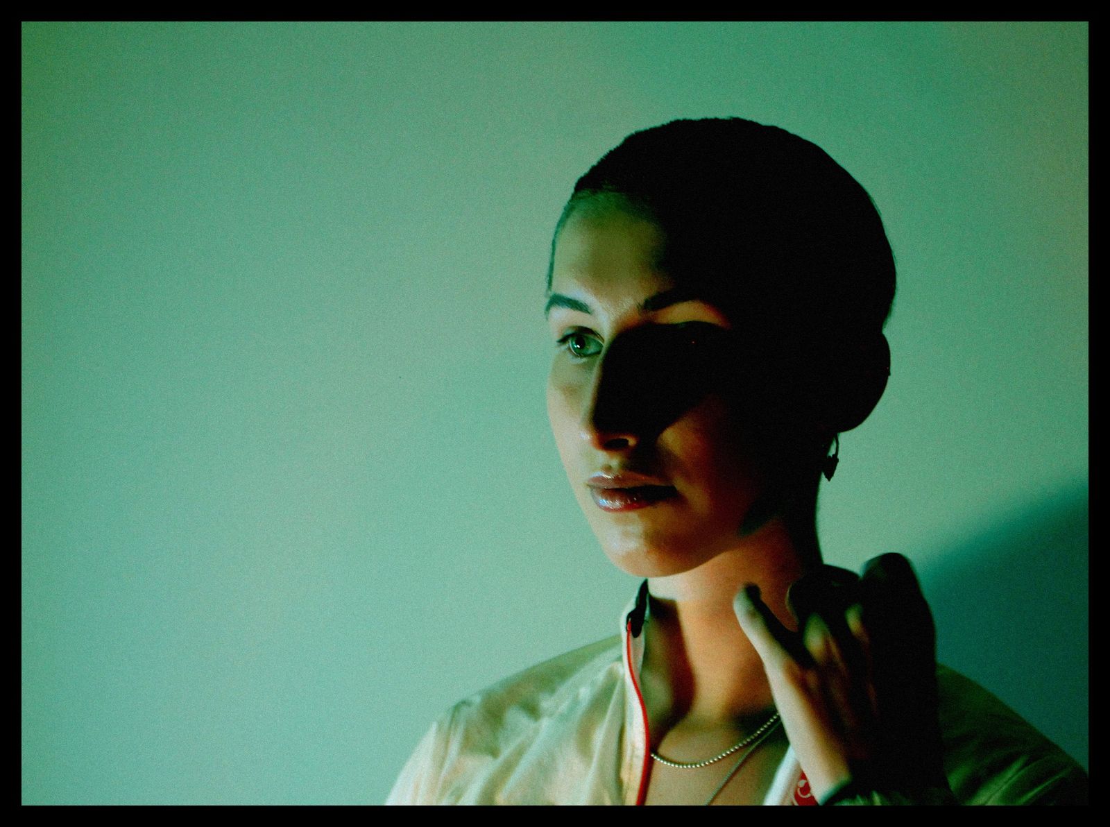 Editorial portrait of Faye with border