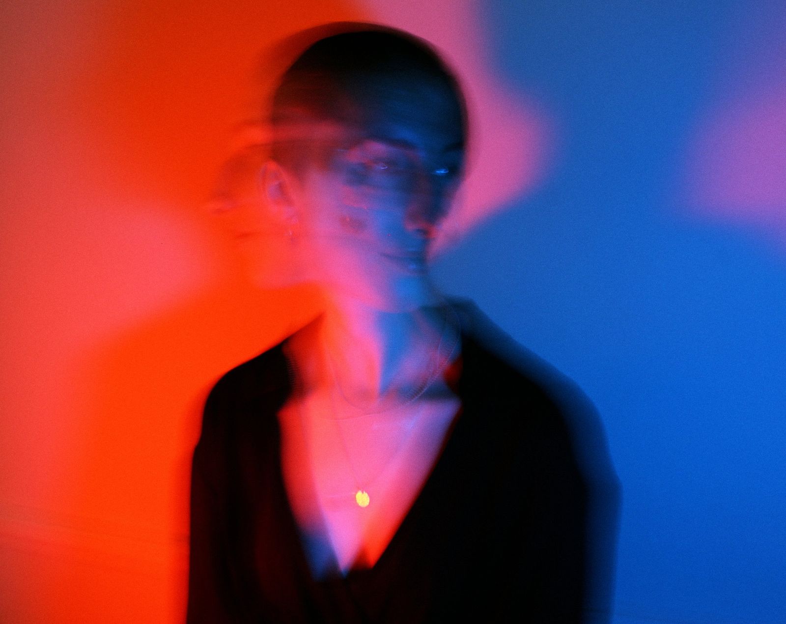 Double exposure portrait of Faye